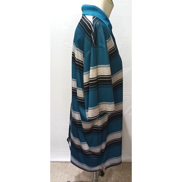 Grand Slam Performance Golf Polo Teal Black Gray Stripe Shirt Mens Size XXL - Picture 4 of 12